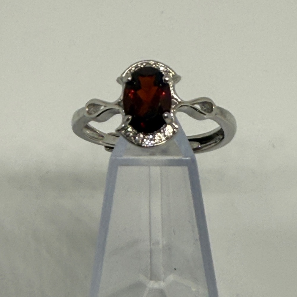 Silver Ring With Deep Red Garnet - image 2
